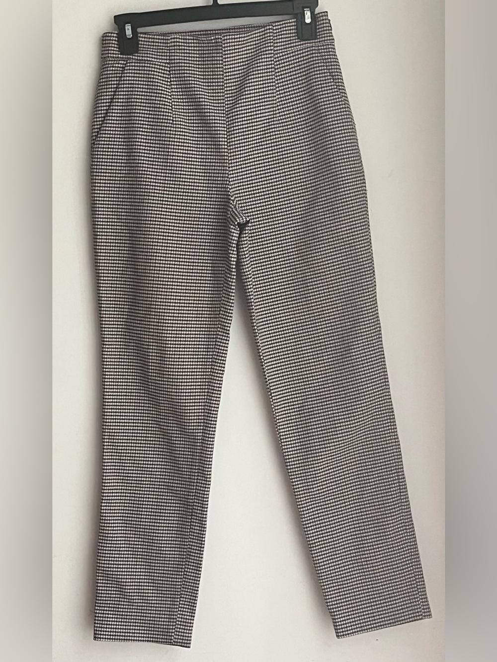 Zara Woman Houndstooth Ankle Straight Leg Pants XS Brown Black - Picture 2 of 10